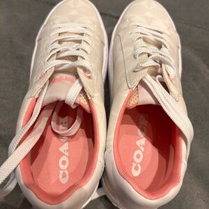 Coach Women's Cream and Coral Sneakers